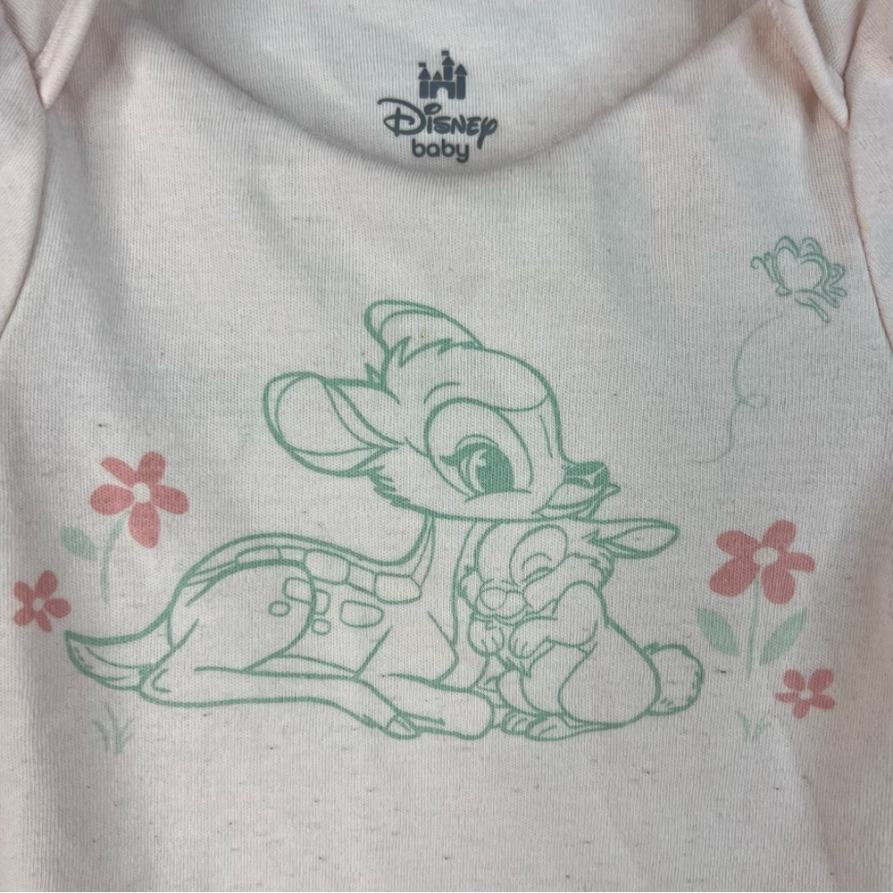 Disney baby Bambi deer onesie bodysuit style jumper Light Pink Baby Bodysuit - Picture 3 of 9